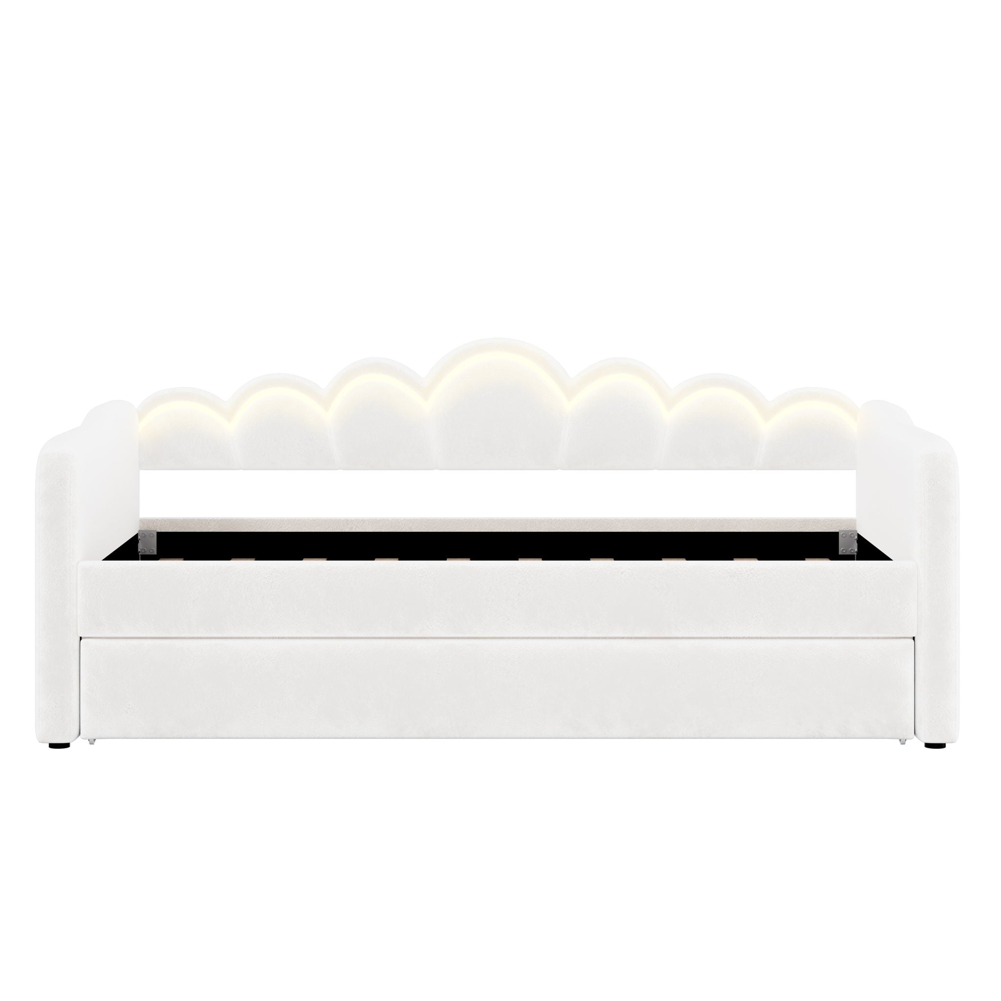Upholstered Daybed With Adjustable LED Trundle
