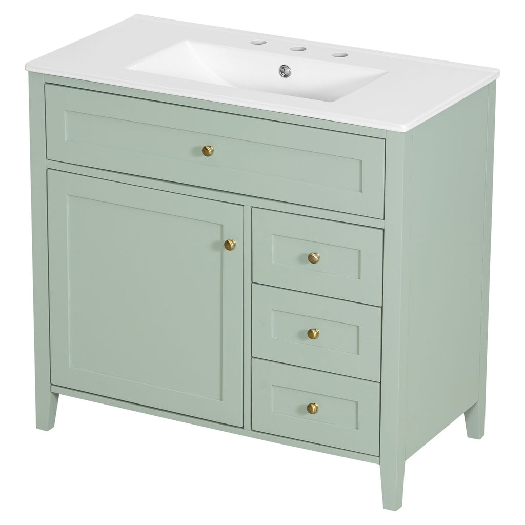 Bathroom Vanity With Sink, Cabinet With 3 Drawers And Adjustable Shelf