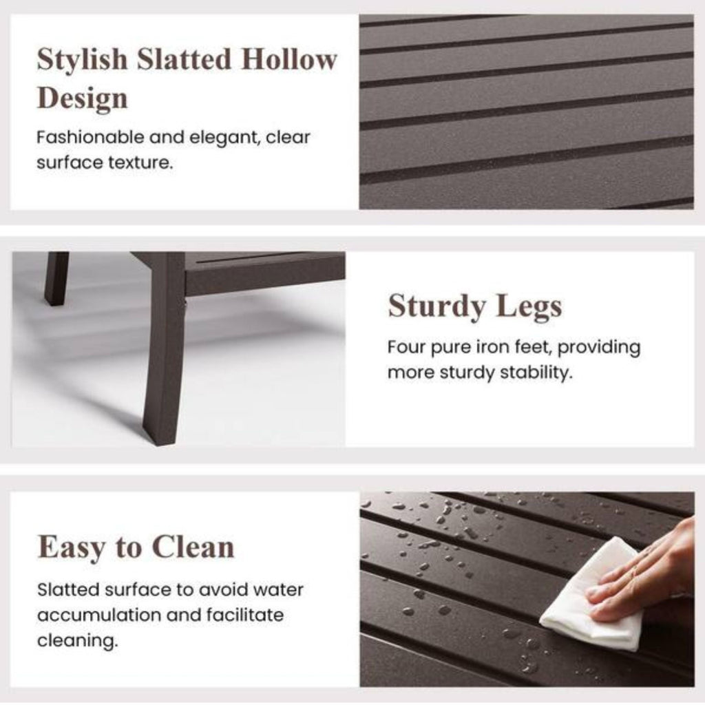 Square 2 Tier All-Weather Outdoor Side Table With Slatted Top