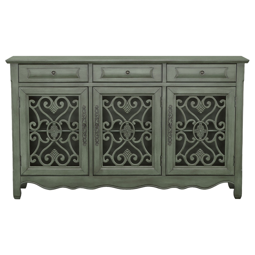 Naomi - 3 Drawer Scrollwork Accent Cabinet - Green