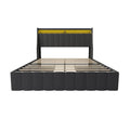 Bed With LED Lights, 4 Drawers, Winged Headboard Upholstered