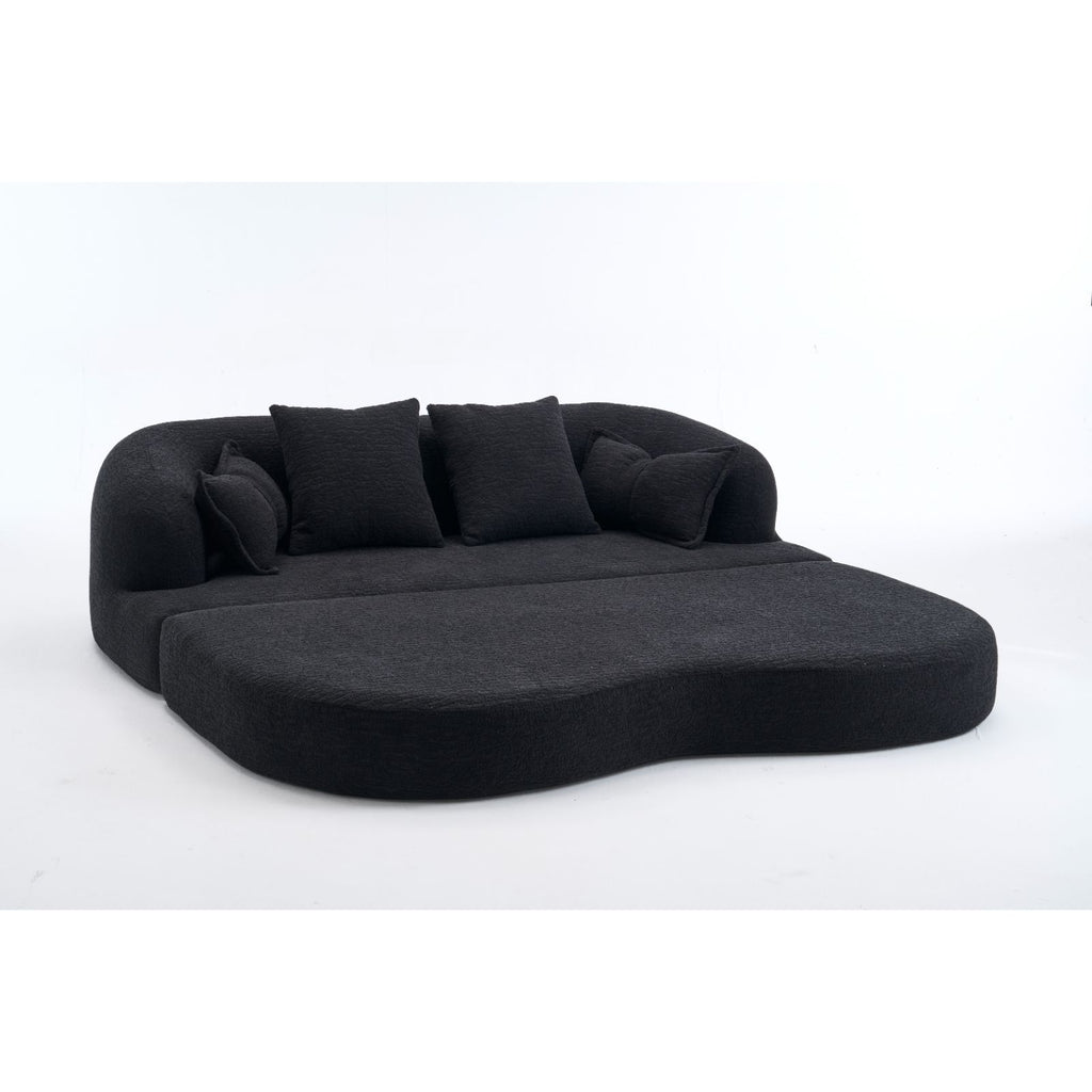 Foldable Sofa Bed, Boneless Couch Convertible Sleeper With 4 Pillows