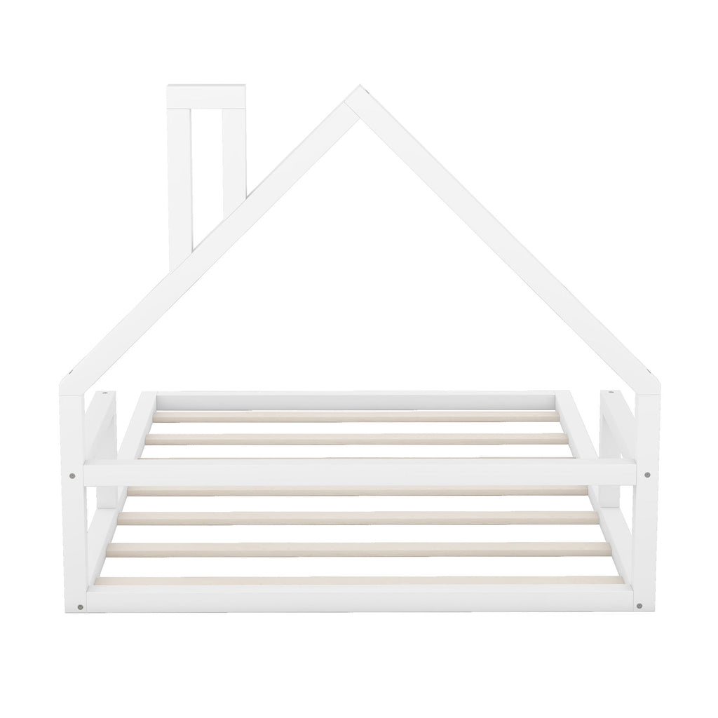 Elegant Floor Bed With House Shaped Headboard