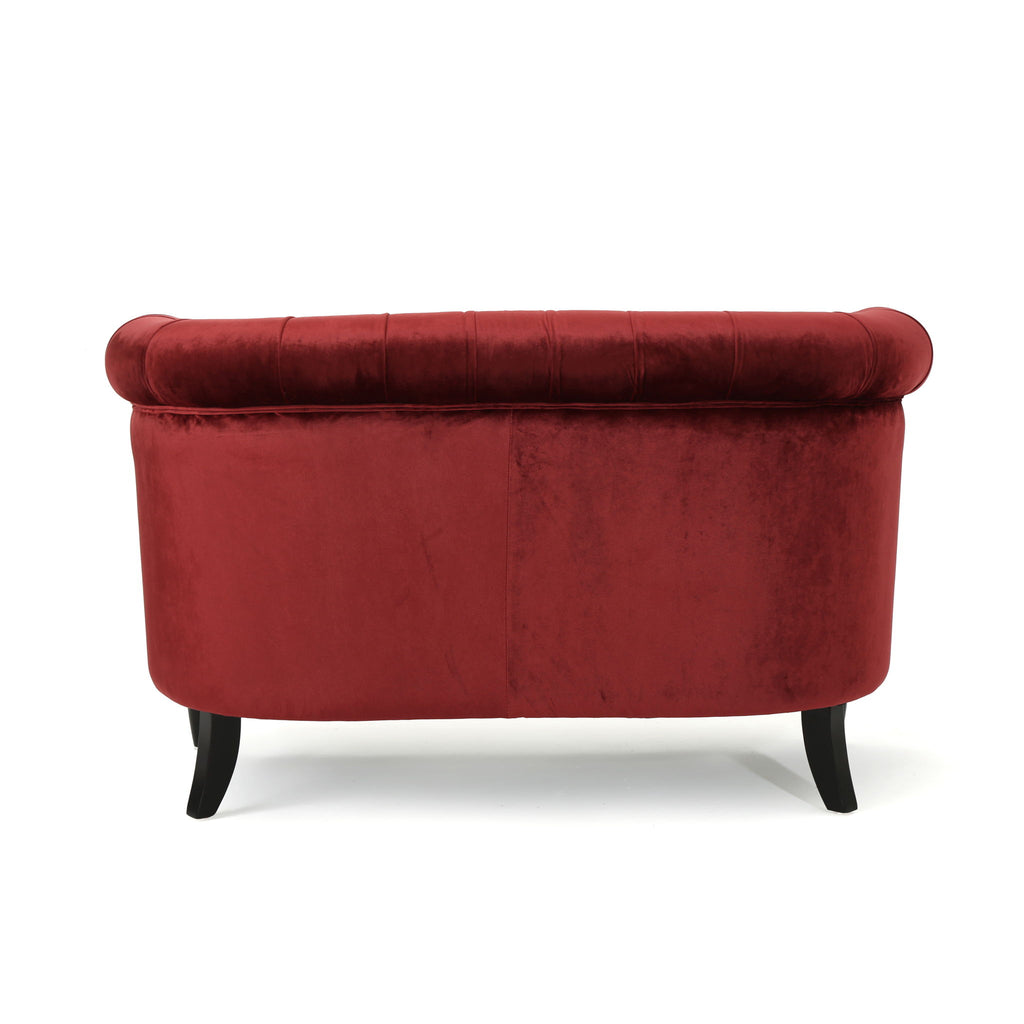 Antique Chesterfield Style Loveseat With Button Tufting