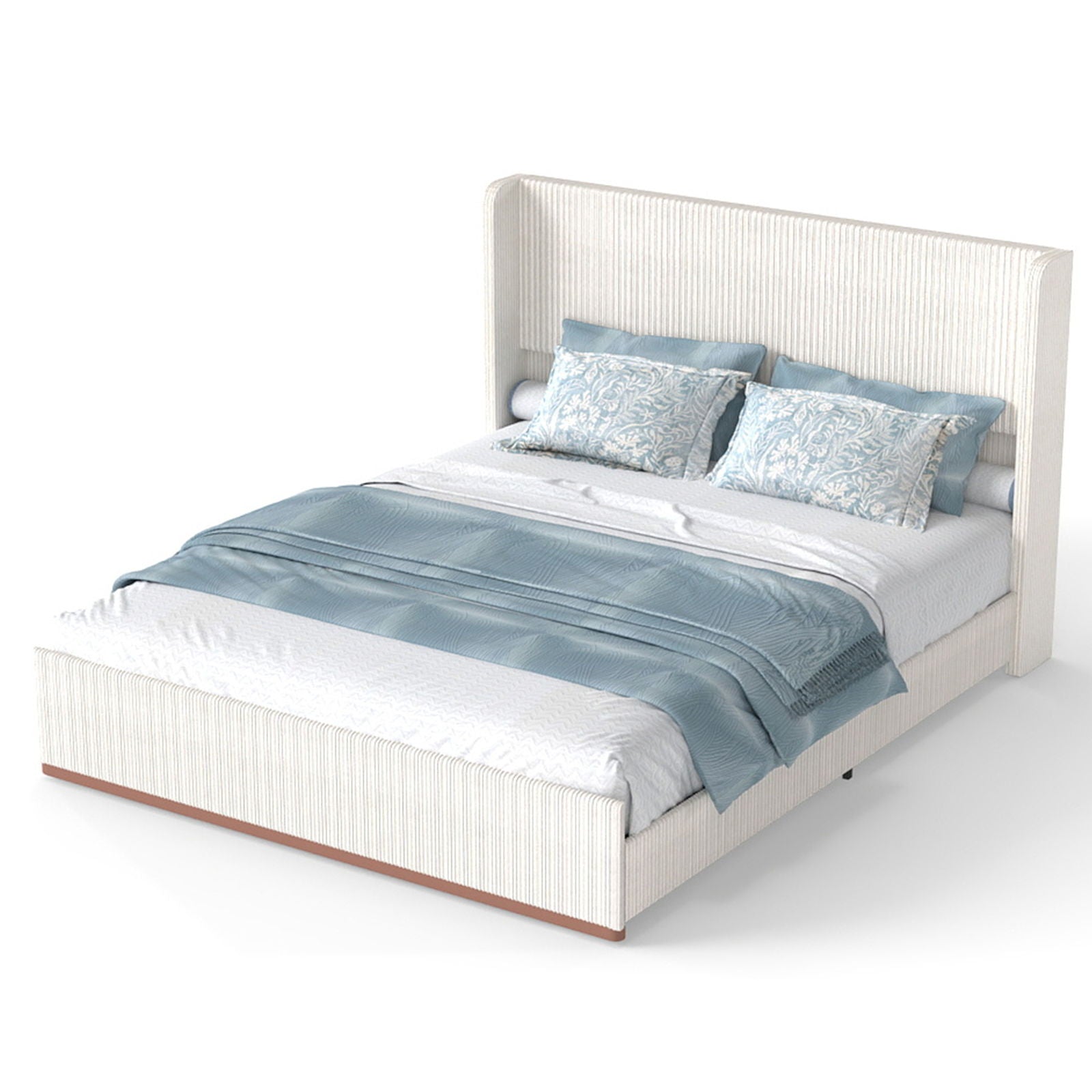 Platform Bed Frame With Wingback Headboard