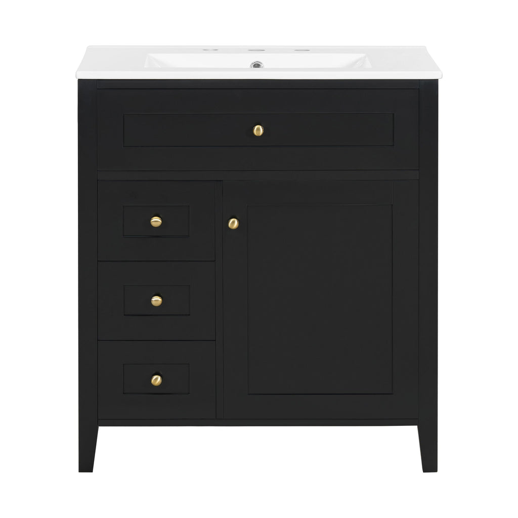 Modern Bathroom Vanity With Sink, 3 Drawers And Adjustable Shelf