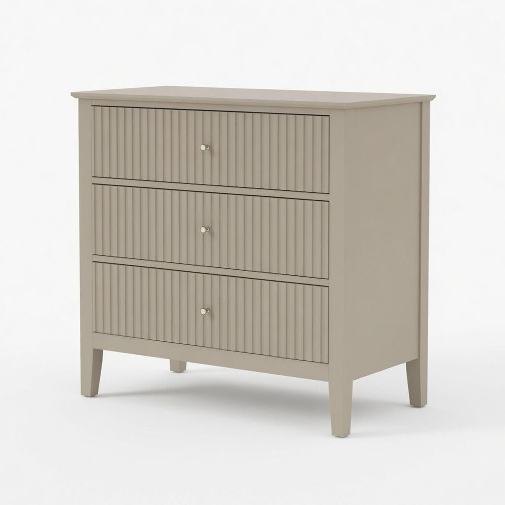 Fluted 3 Drawer Nightstand With Soft Close Slides