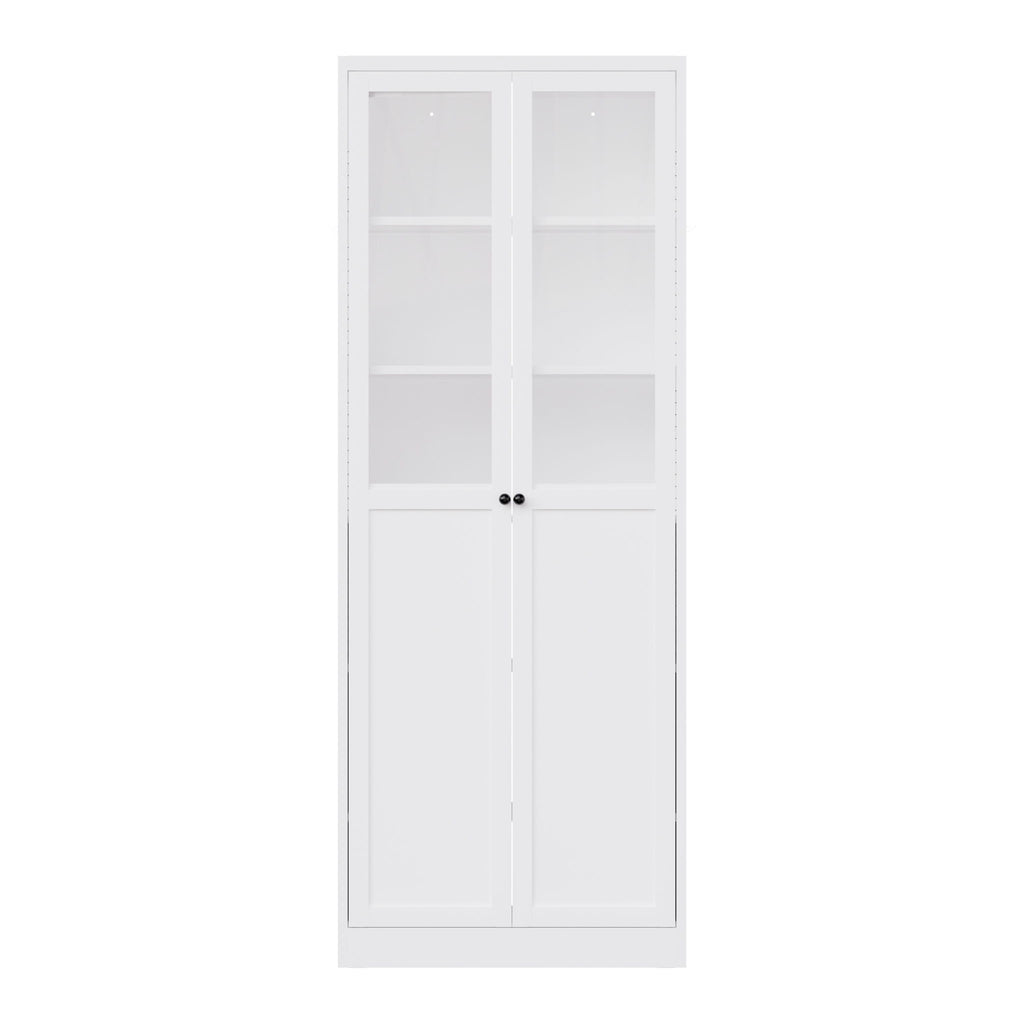Tall Metal Kitchen Pantry Cabinet With Adjustable Shelves And Silent Magnetic Doors - White