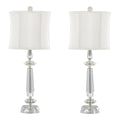 Karat - Contemporary Crystal Table Lamp (Set of 2) - Clear Crystal / Chrome / White Softback