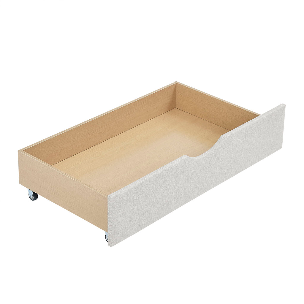 Upholstered Tufted Daybed With Drawers, Waved Arms