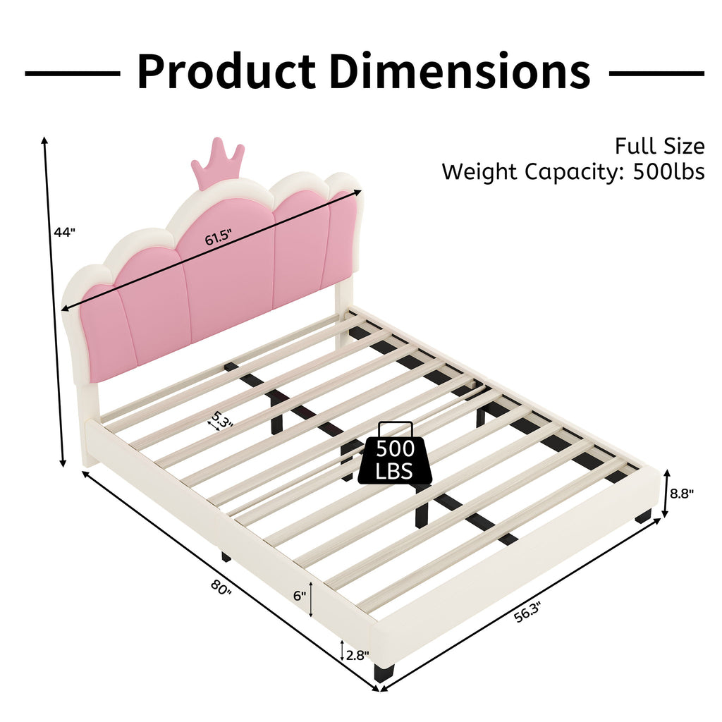 Upholstered Princess Platform Bed With Crown Headboard