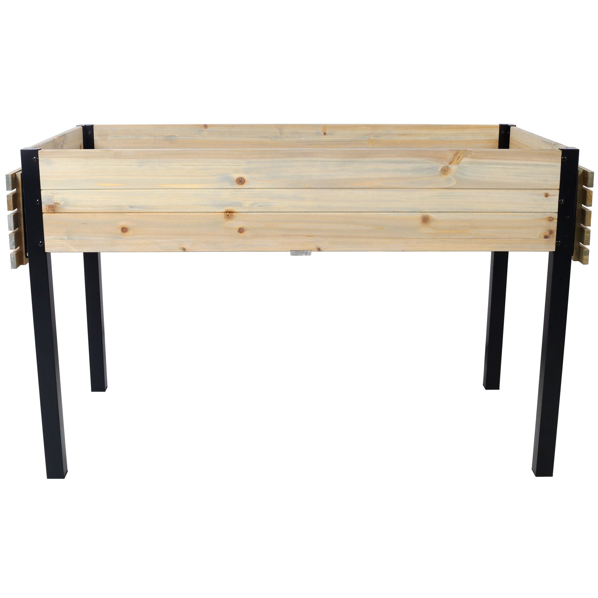 Raised Garden Bed With Metal Legs And Folding Storage Shelf