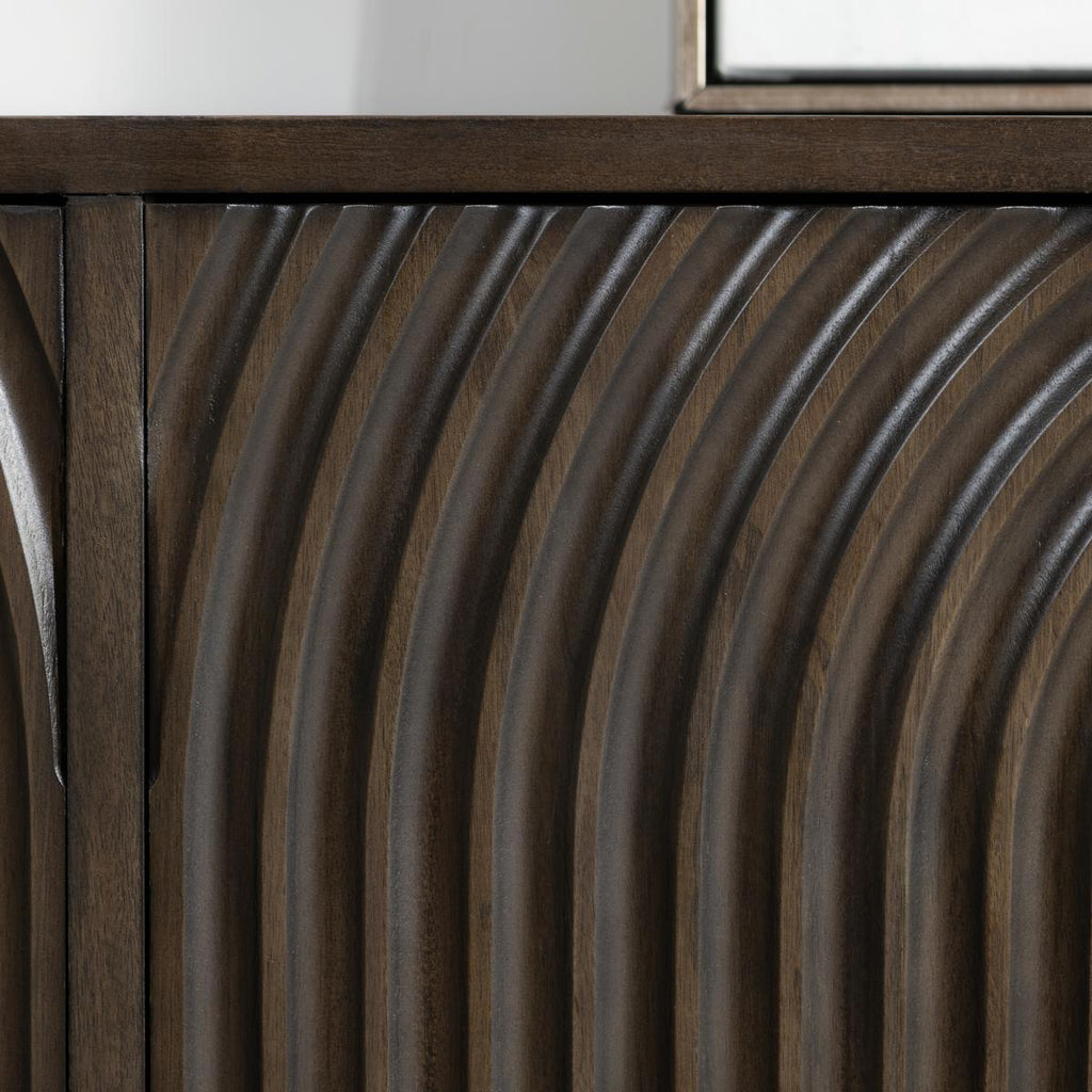 Colson - Mango Wood 4 Door Cabinet - Dark Brown