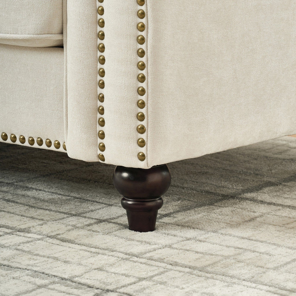 Modern 3 And 2 Seater Sofa With Rolled Arms, Tufted Upholstered Couch