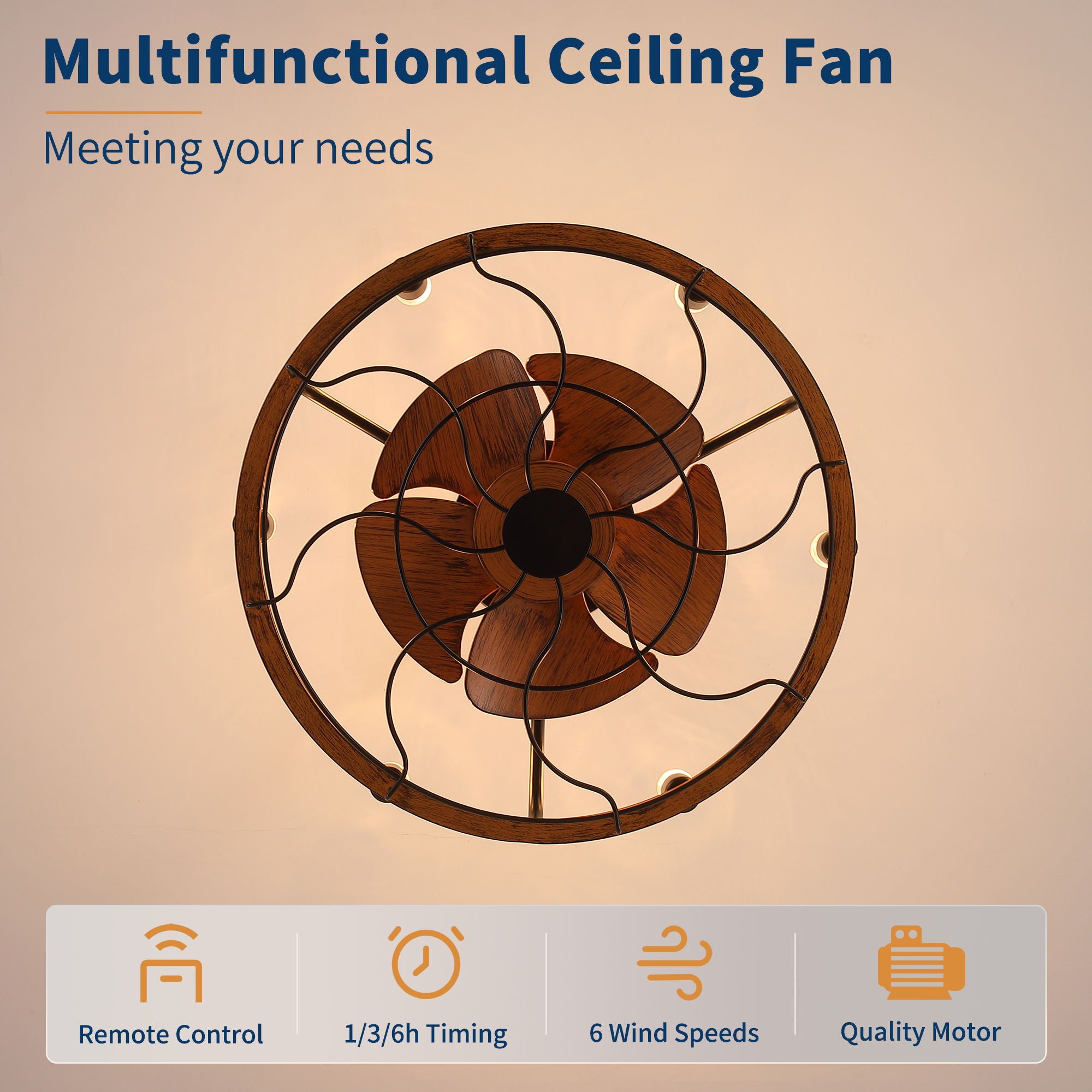 Modern Farmhouse Ceiling Fan, Adjustable Hanging