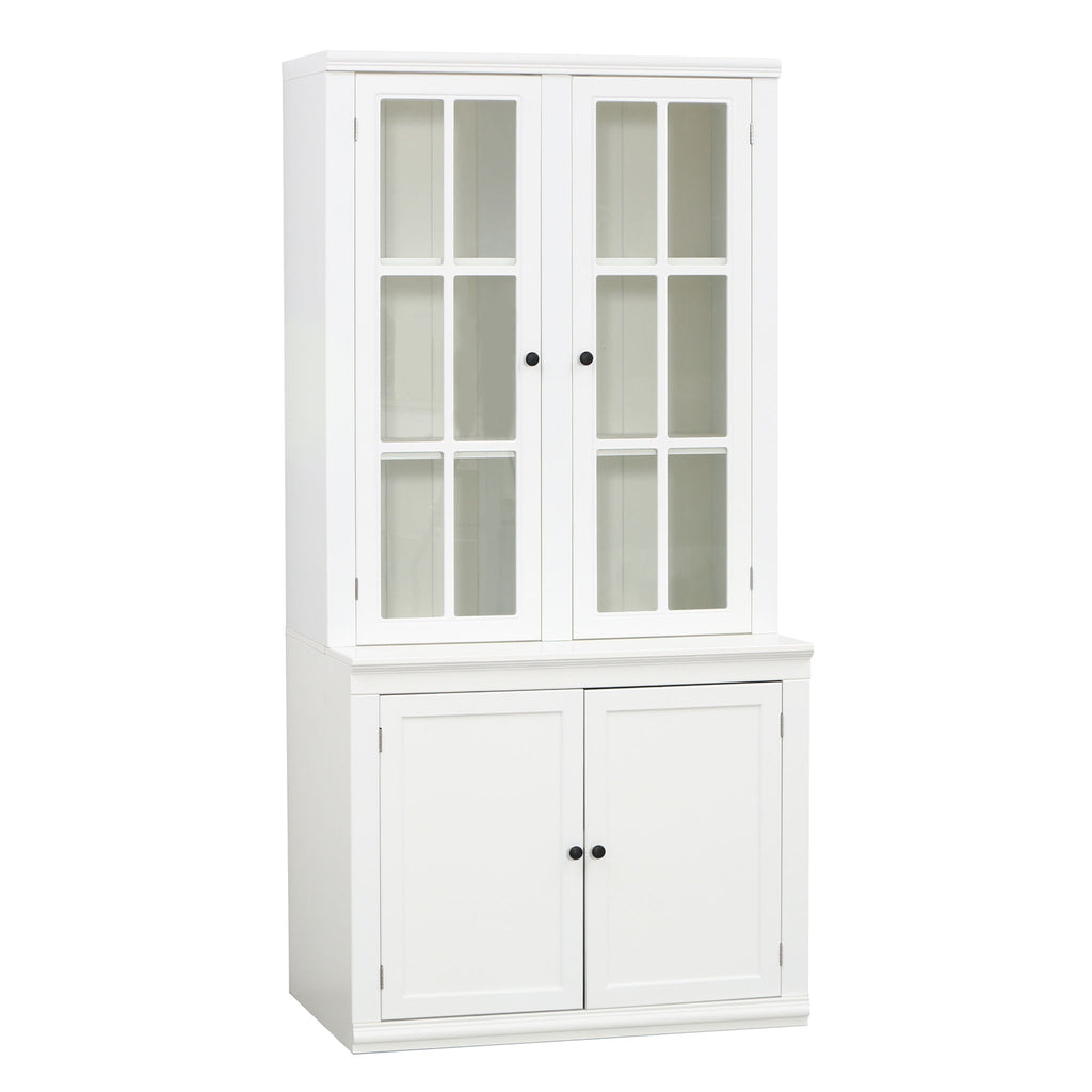 Retro Style Hutch Cabinet With Glass Door, China Cabinet For Home