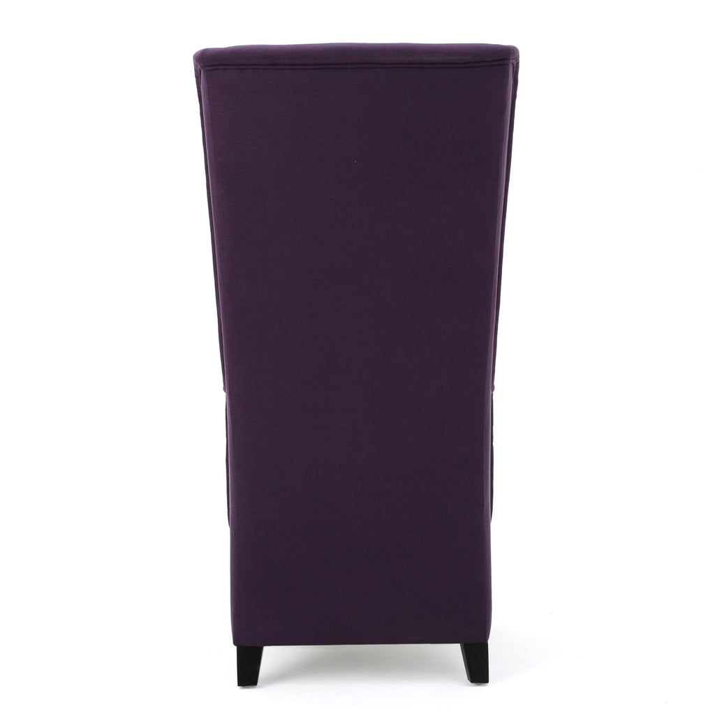 Fabric Dining Chair With High Back And Birch Wood Legs - Plum