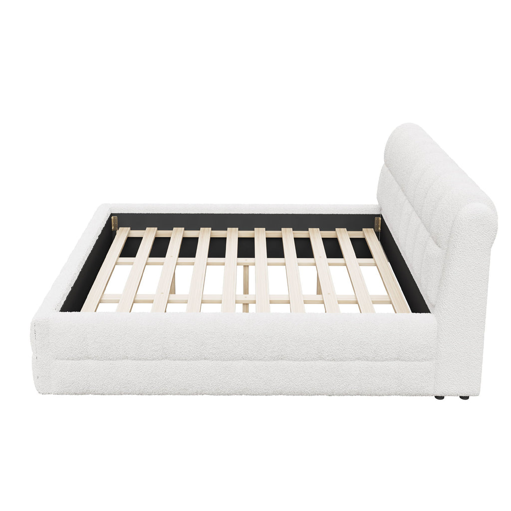Upholstered Platform Bed With Stitching Details