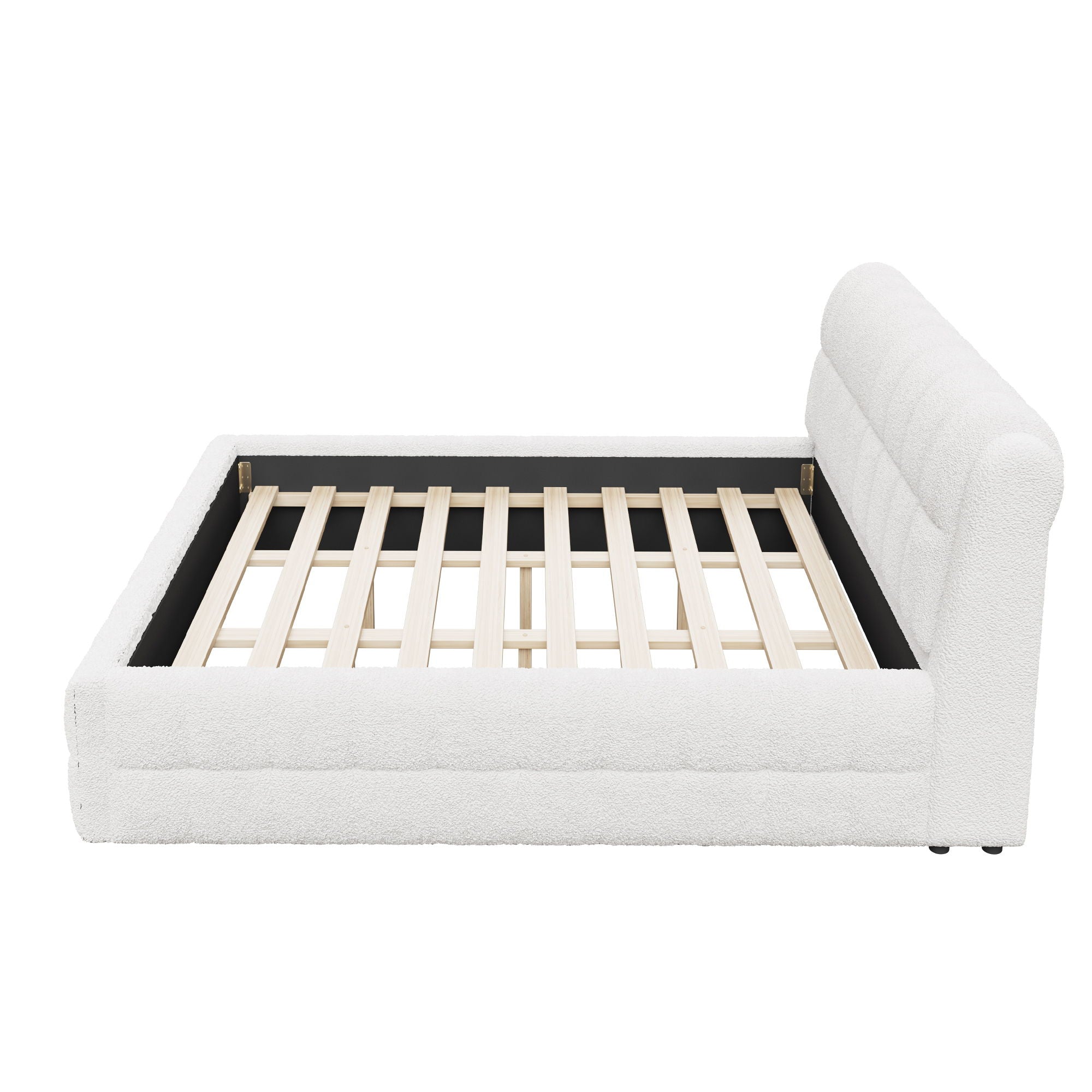 Upholstered Platform Bed With Stitching Details