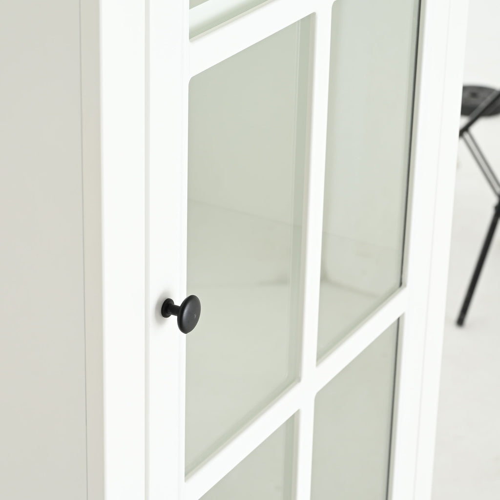 Retro Style Hutch Cabinet With Glass Door, China Cabinet For Home