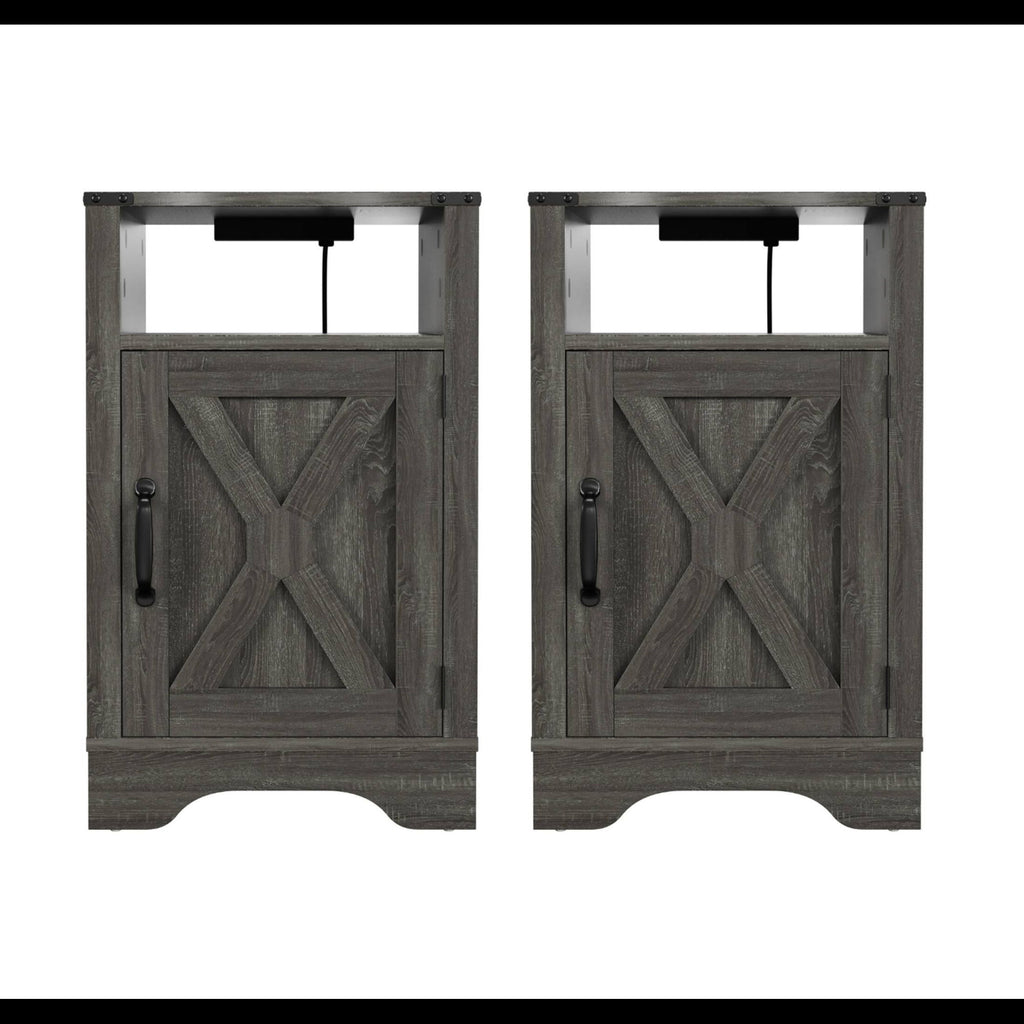 Farmhouse Nightstand, Charging Station & Storage