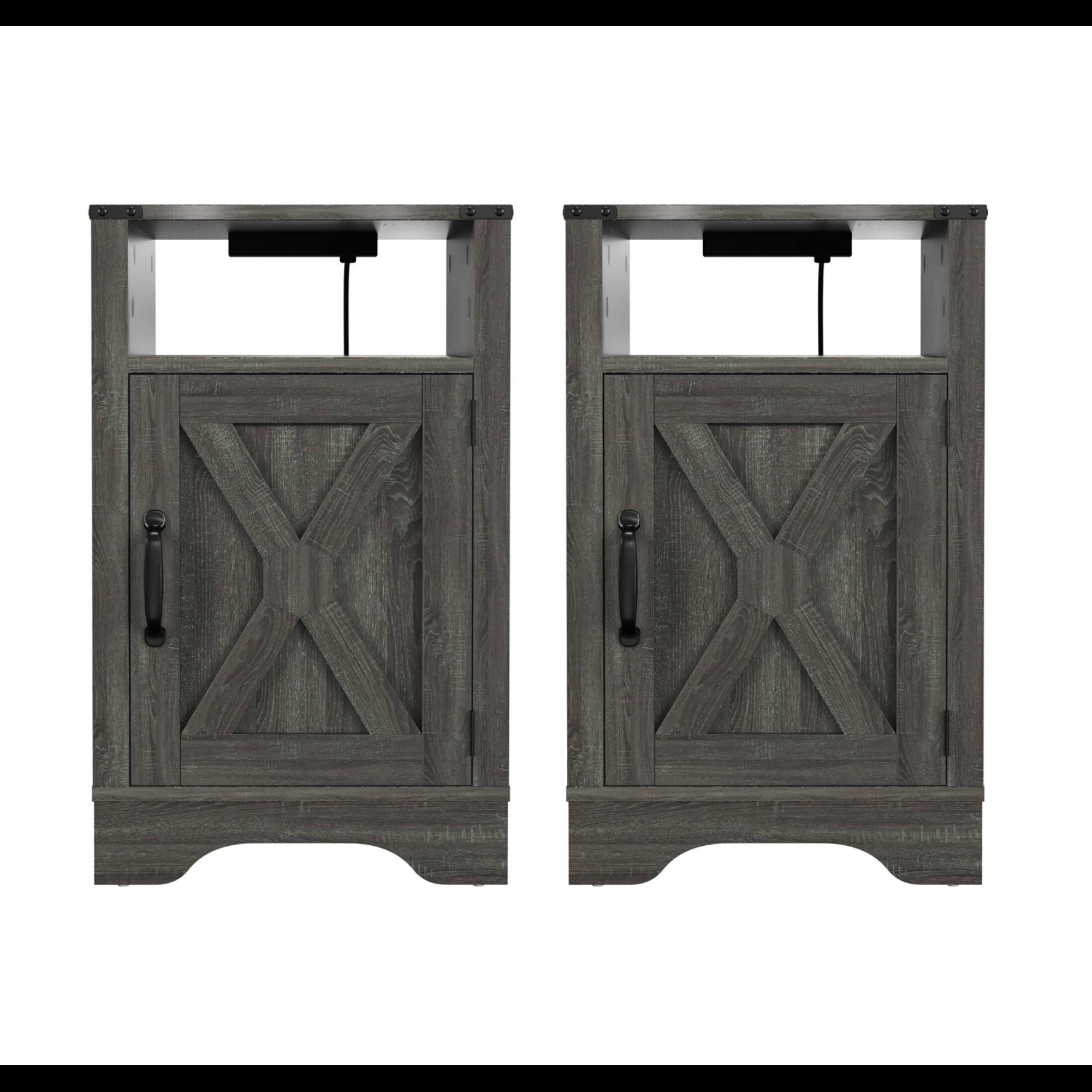 Farmhouse Nightstand, Charging Station & Storage