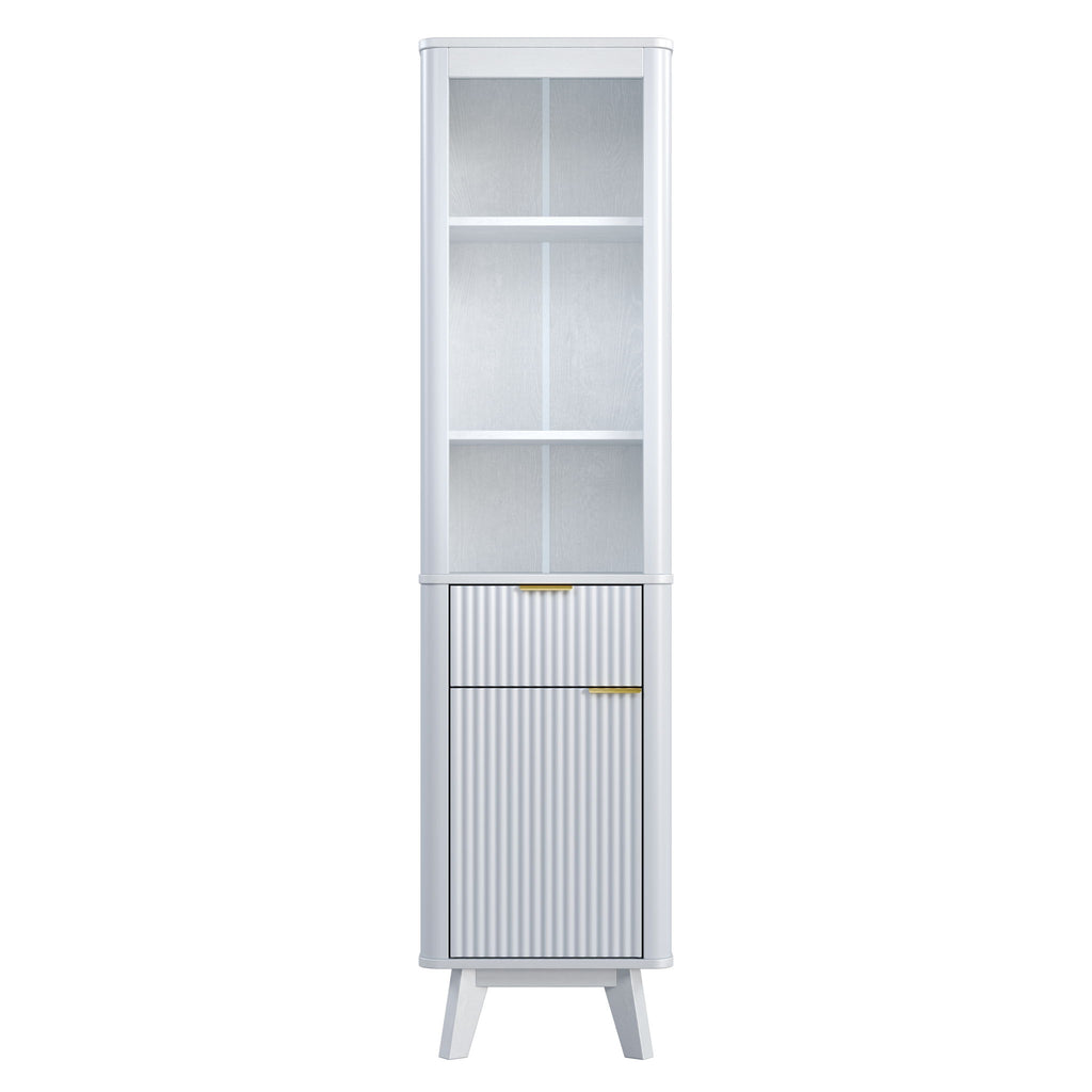 Tall Bathroom Storage Cabinet With Adjustable Shelves And 1 Drawer & Door