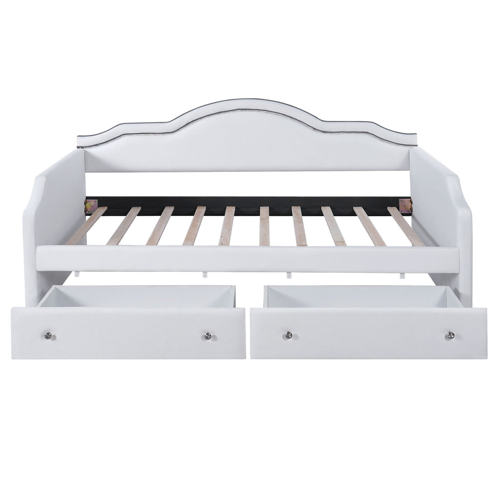 Upholstered Daybed With LED Lights And 2 Drawersme