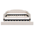 Upholstered Tufted Full Size Daybed With Twin Trundle - Beige