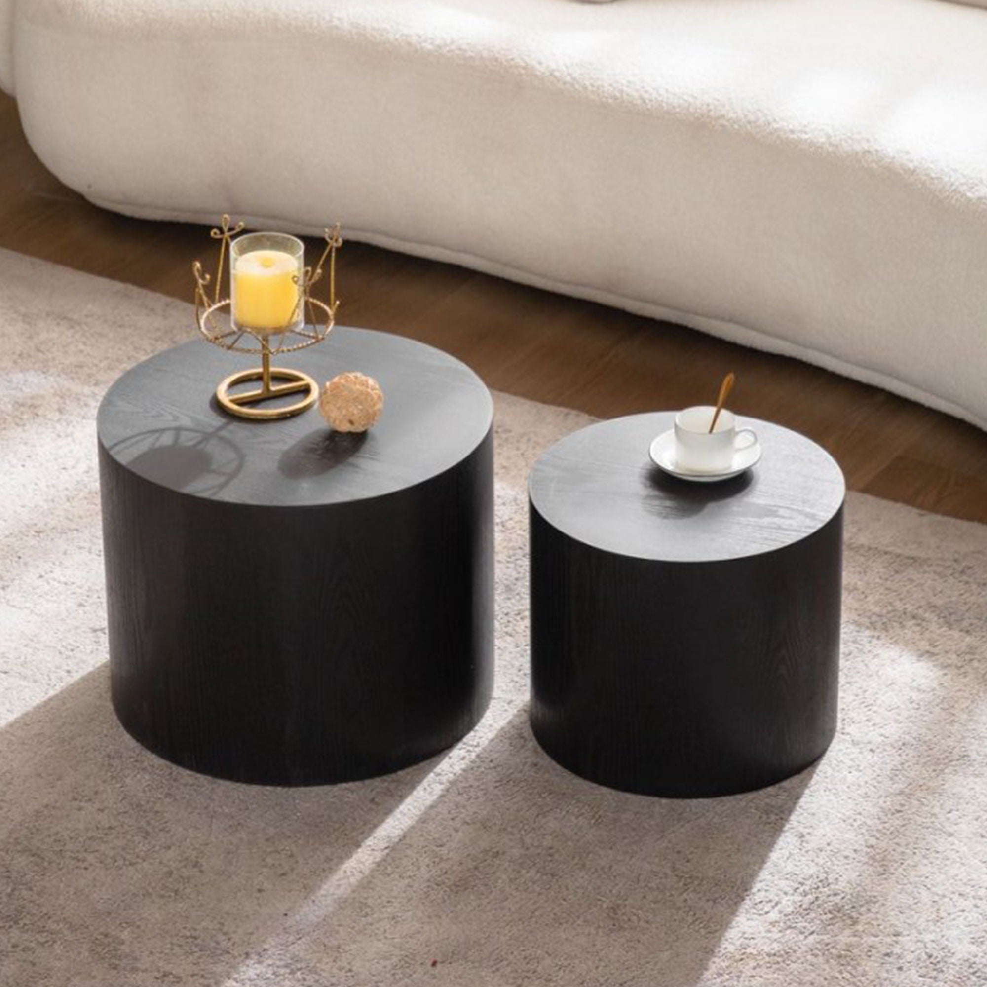Round Nesting Coffee Table For Small Space (Set of 2)