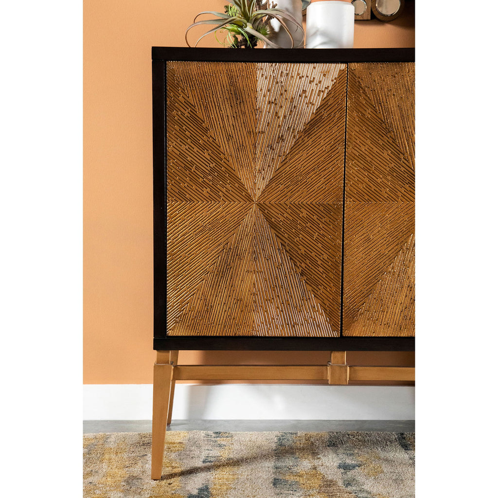 Capri - 4 Door Accent Cabinet - Brown / Gold