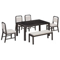 Extendable Dining Table Set With 4 Upholstered Chairs And 1 Bench