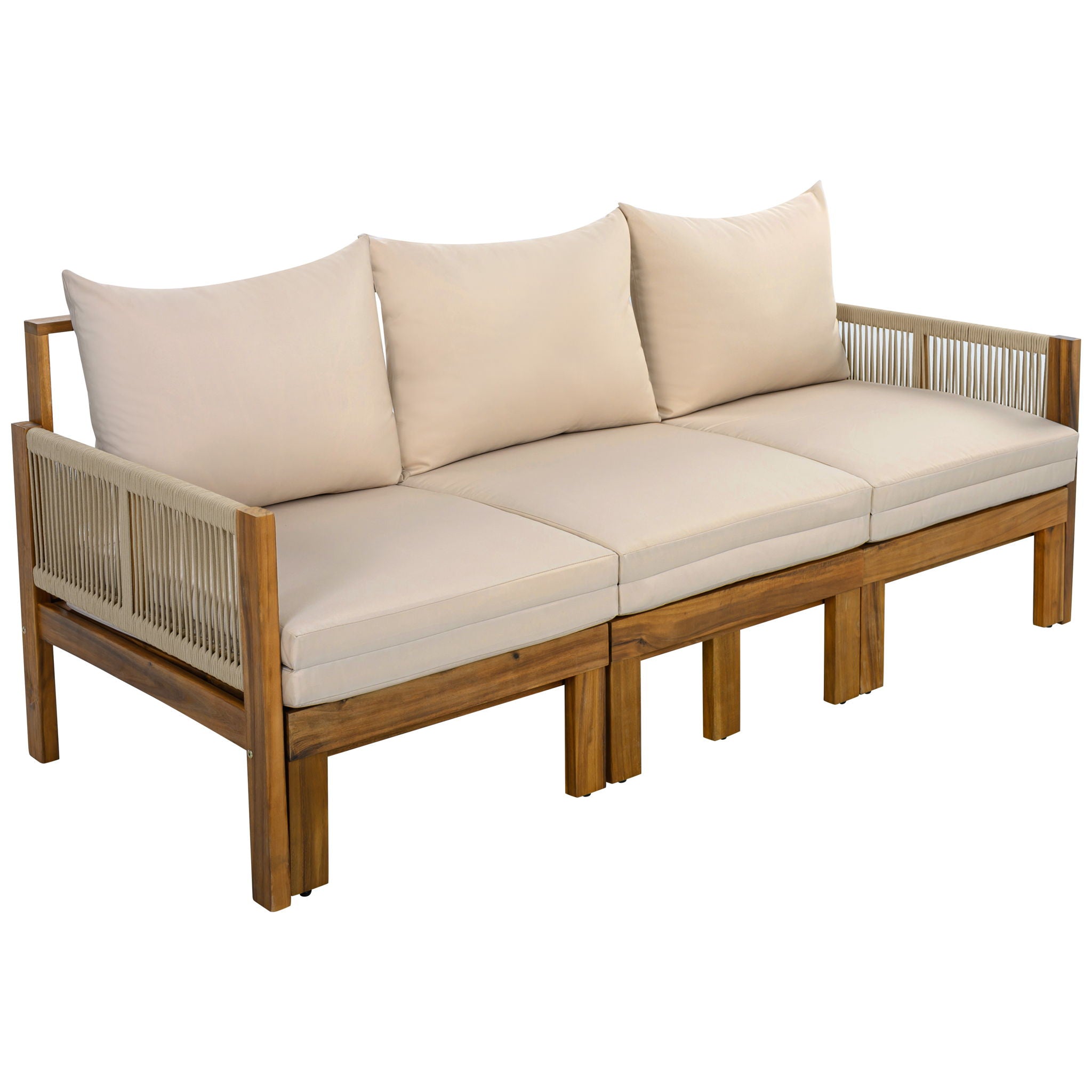 Outdoor Daybed, Patio Sofa Bed, 3 Seat Convertible Sunbed