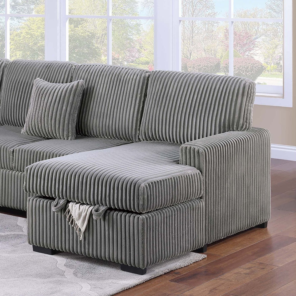 Convertible Sectional Upholstered Sleeper Sofa With Storage Chaise