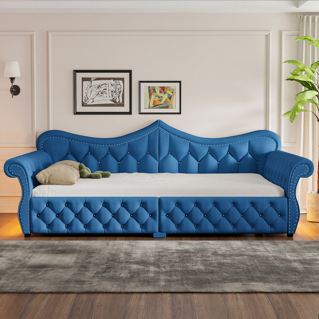 Upholstered Daybed With LED Lighting And Nailhead Trim