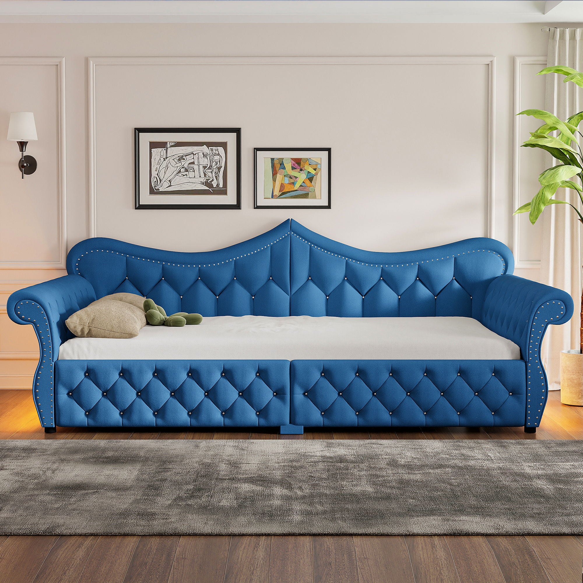 Upholstered Daybed With LED Lighting And Nailhead Trim