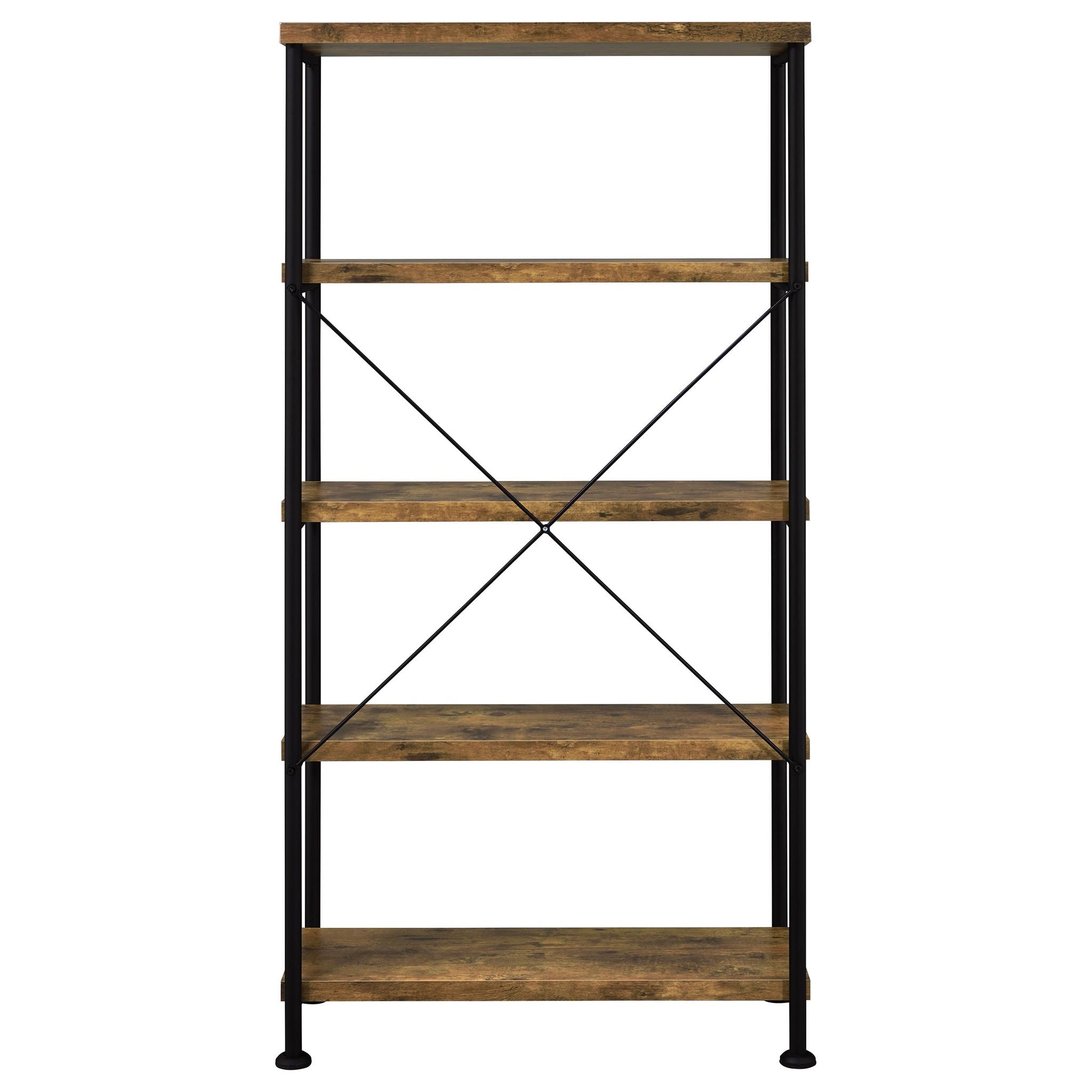 Avon - 2 Piece Computer Desk And Bookcase With 3 Drawers - Rustic Brown