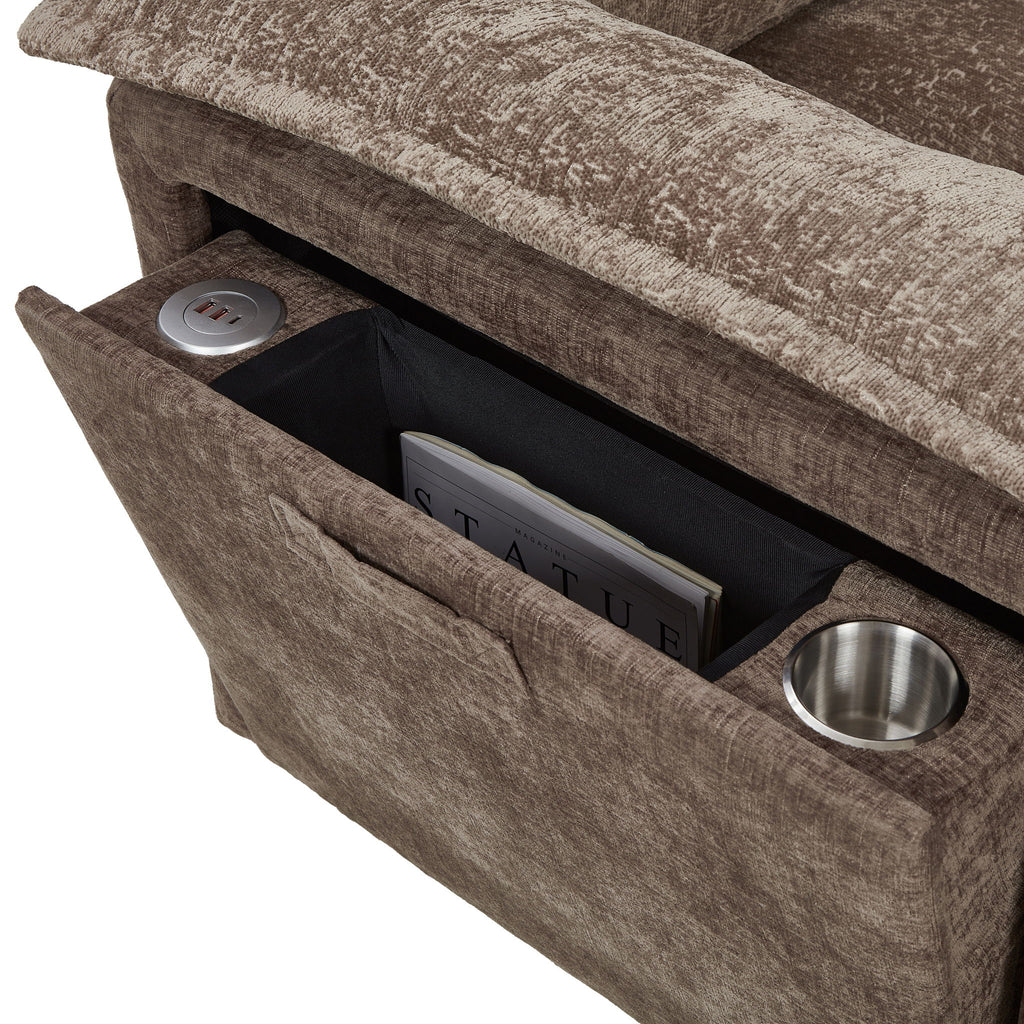 Modern U-Shaped Sleeper Sectional Sofa Bed With USB Ports, Cup Holder, And Hidden Storage