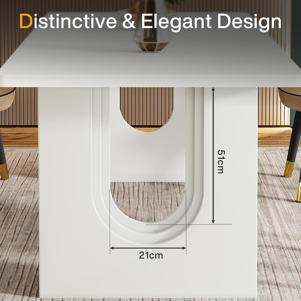 Rectangular Dining Table For 6 - 8 People With Pedestal Base