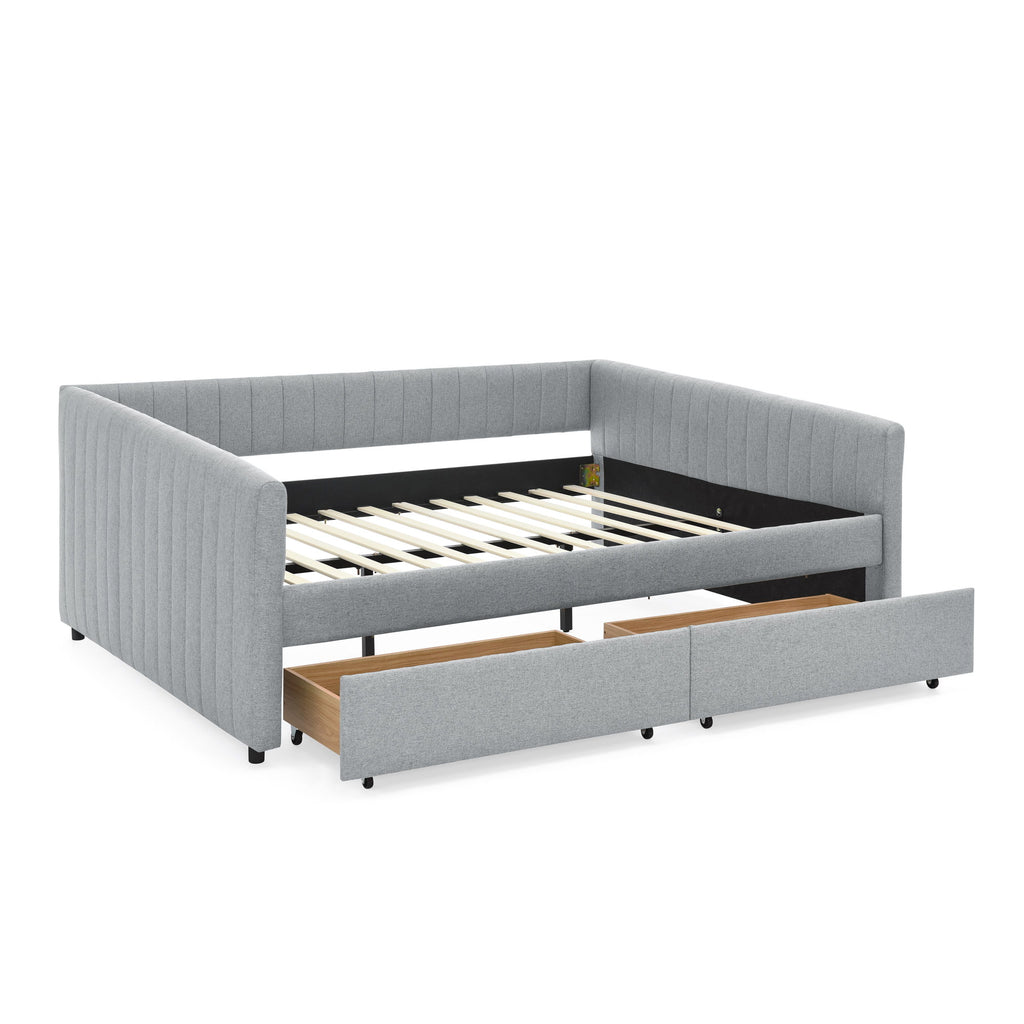 Upholstered Queen Daybed With 2 Drawers