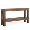 2 Tier Narrow Console Table With Storage For Entryway - Brown