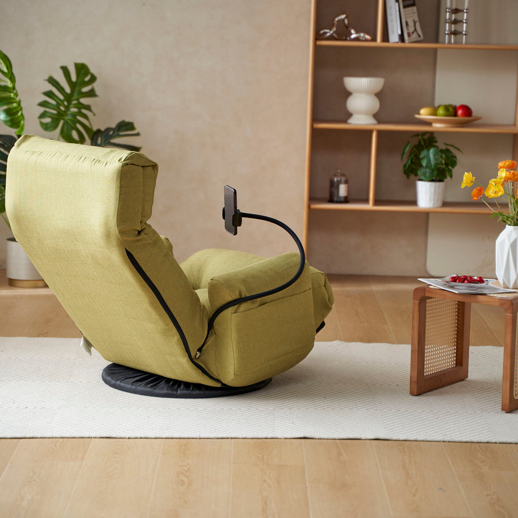 Adjustable Swivel Lounge Chair With 360 Degree Rotating Seat And Headrest Support