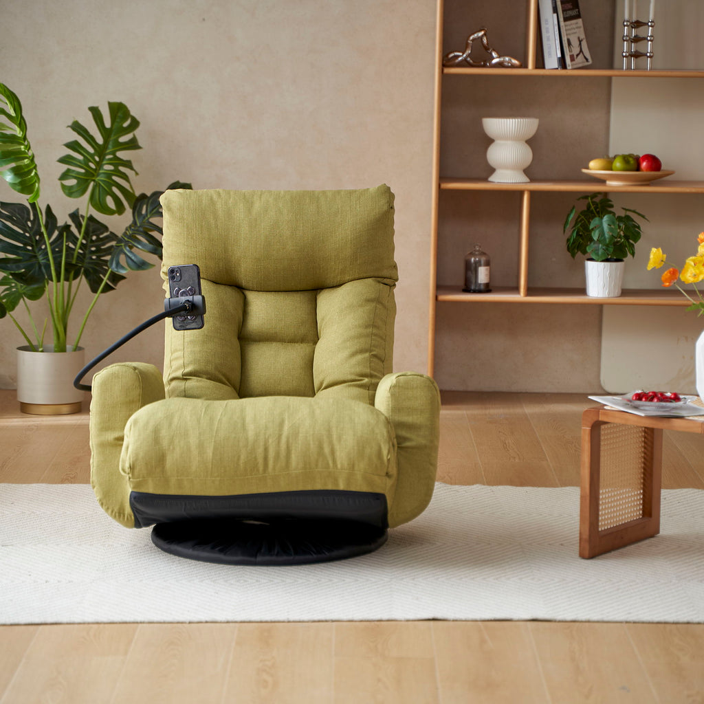 Adjustable Swivel Lounge Chair With 360 Degree Rotating Seat And Headrest Support