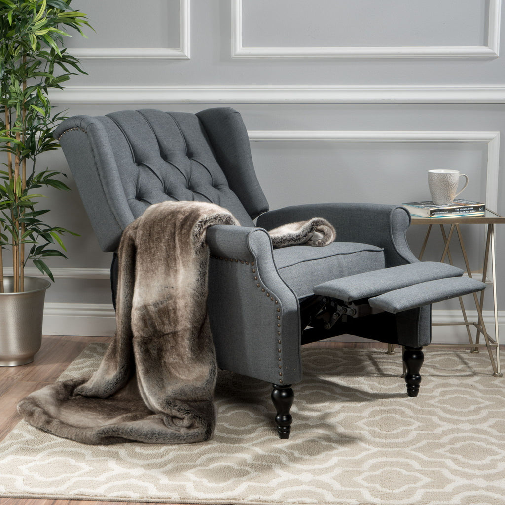 Armchair Recliner With Pushback Mechanism And Wingback Design