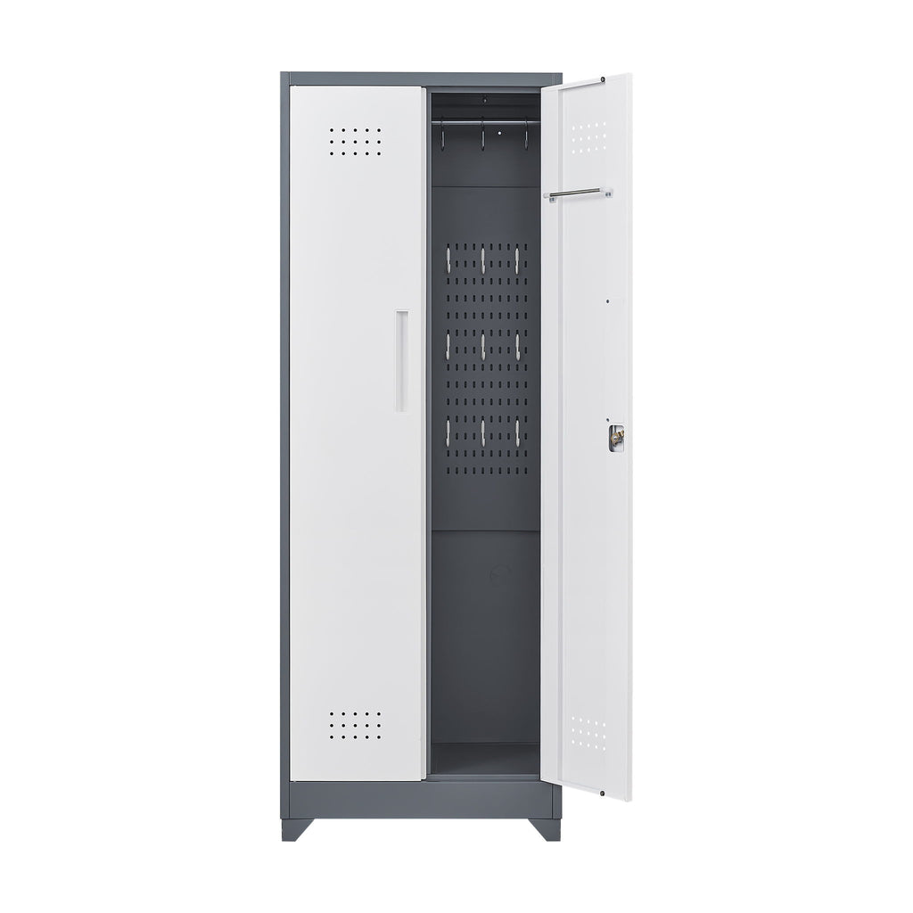 Lockers With Locking Doors, Adjustable Shelves, High Broom Tool Storage Cabinet