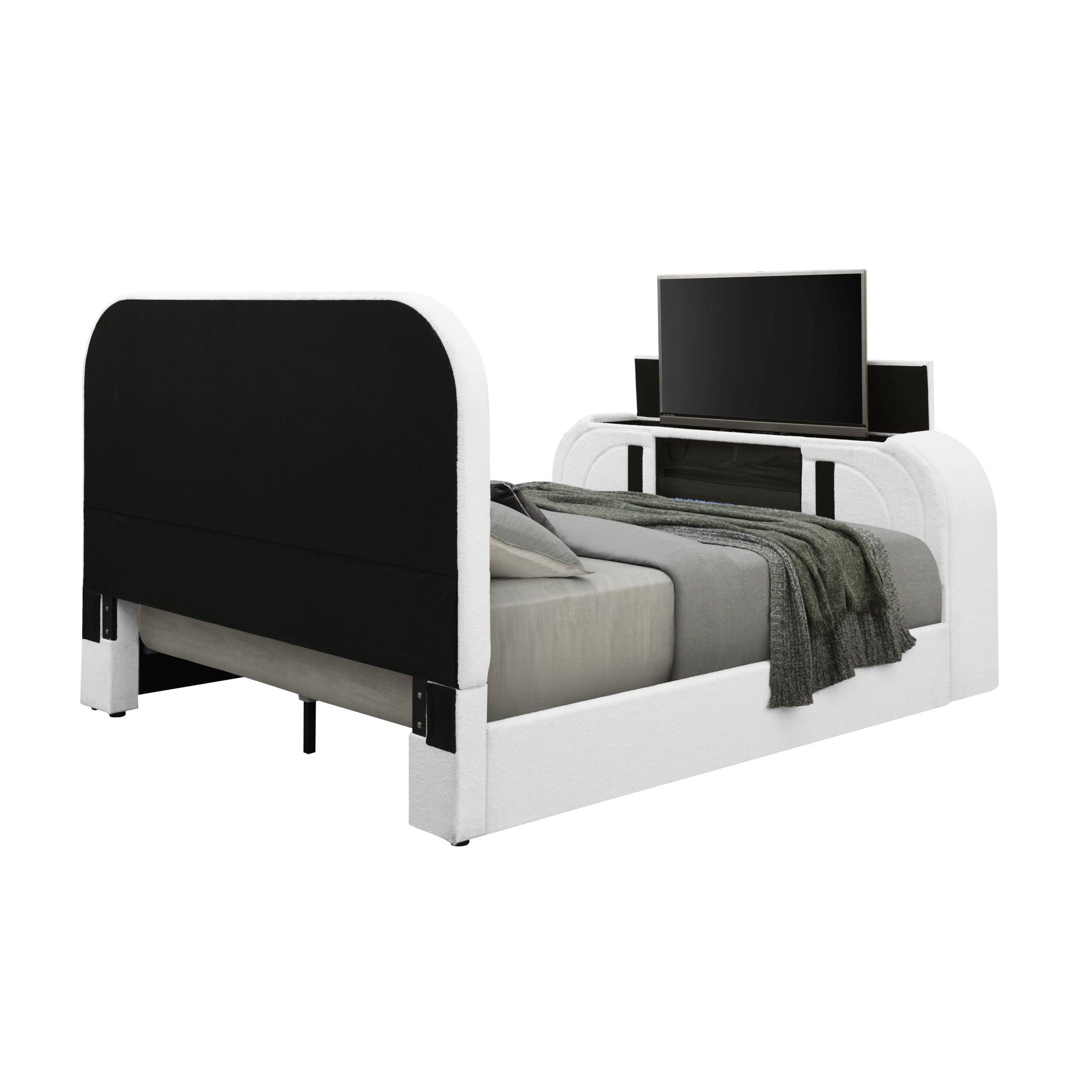 Shelyn - Bed With LED, TV Stand, Fireplace & Bluetooth