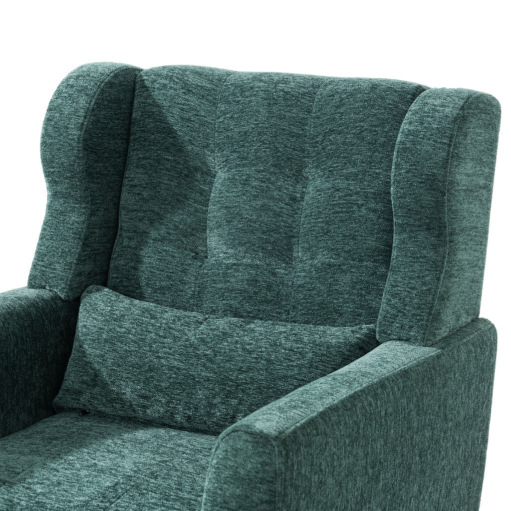 Modern Accent Chair, Arm Chairs For Living Room, Upholstered Mordern Armchair, Comfy Soft Padded Lounge Chair In Small Space, Bedroom, With Pillow, Solid Wood Leg