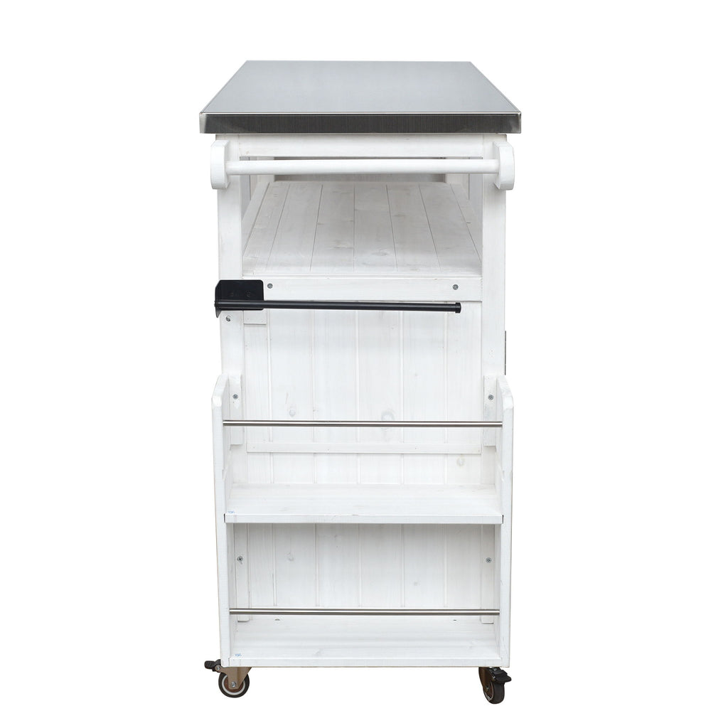 Foldable Outdoor Kitchen Island With Lockable Wheels, Storage Cabinet And Towel Rack For Patio