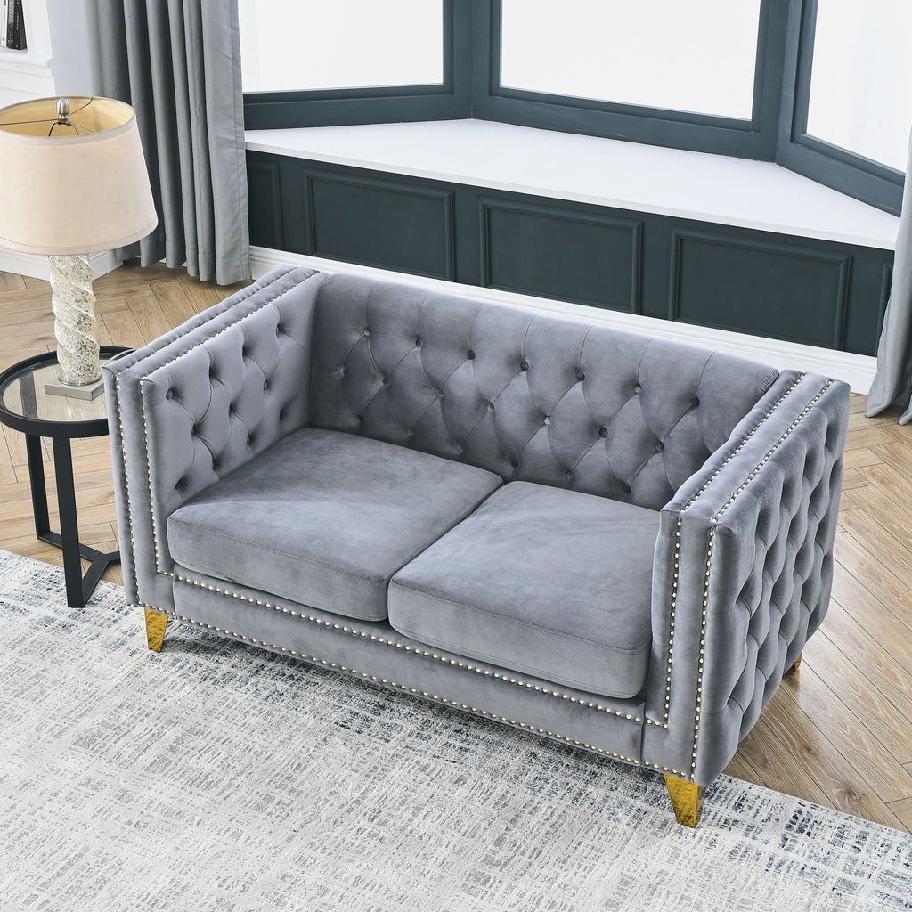 Modern Sofa With Button Tufting, Upholstered Couch For Living Room