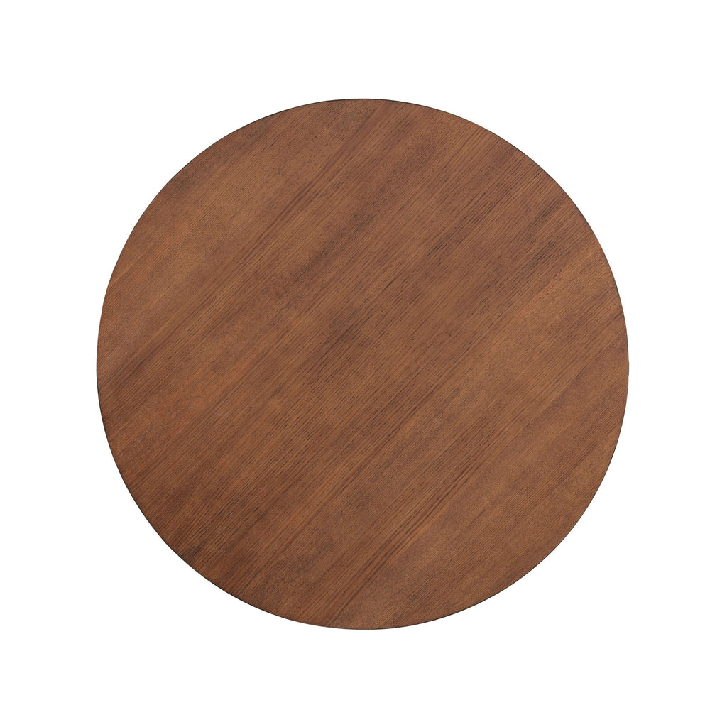 5 Piece Indoor Dining Set, Round Table & 4 Brown Arm Chairs - Beige / Brown / Cherry